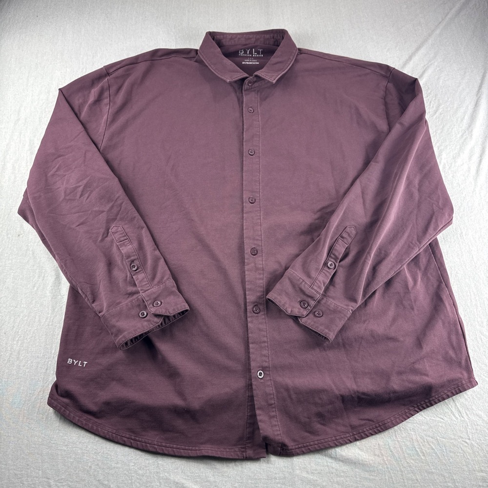 BYLT Premium Basics Lux Long Sleeve Button Down Shirt Red Mens 3XL Performance